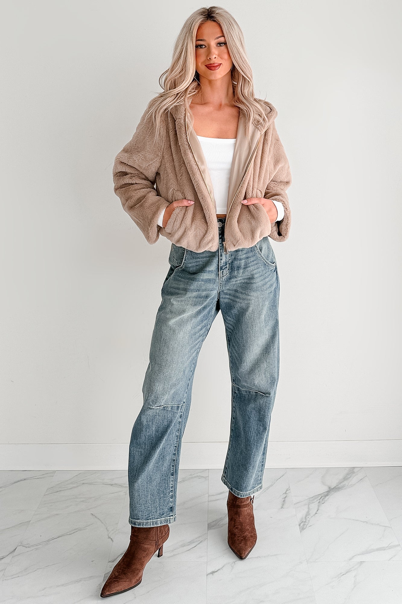 Willy Super High Rise Mica Denim Barrel Jeans (Medium Vintage)
