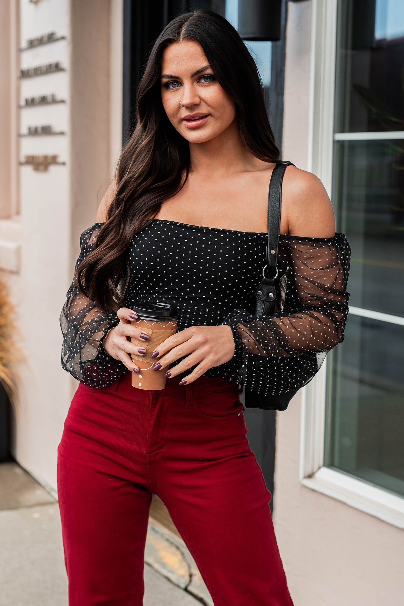 Seeing Spots Dotted Mesh Bodysuit (Black/White Dot)