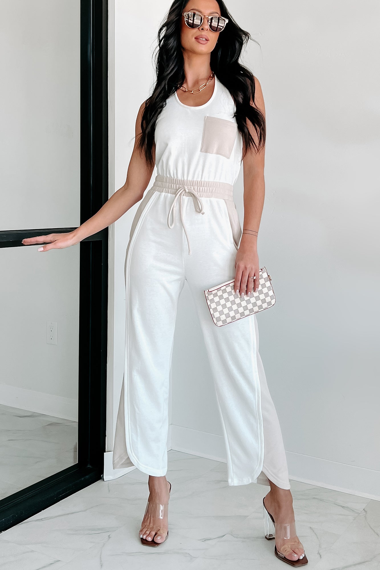 Summer Sunsets Halter Jumpsuit (White/Seashell)