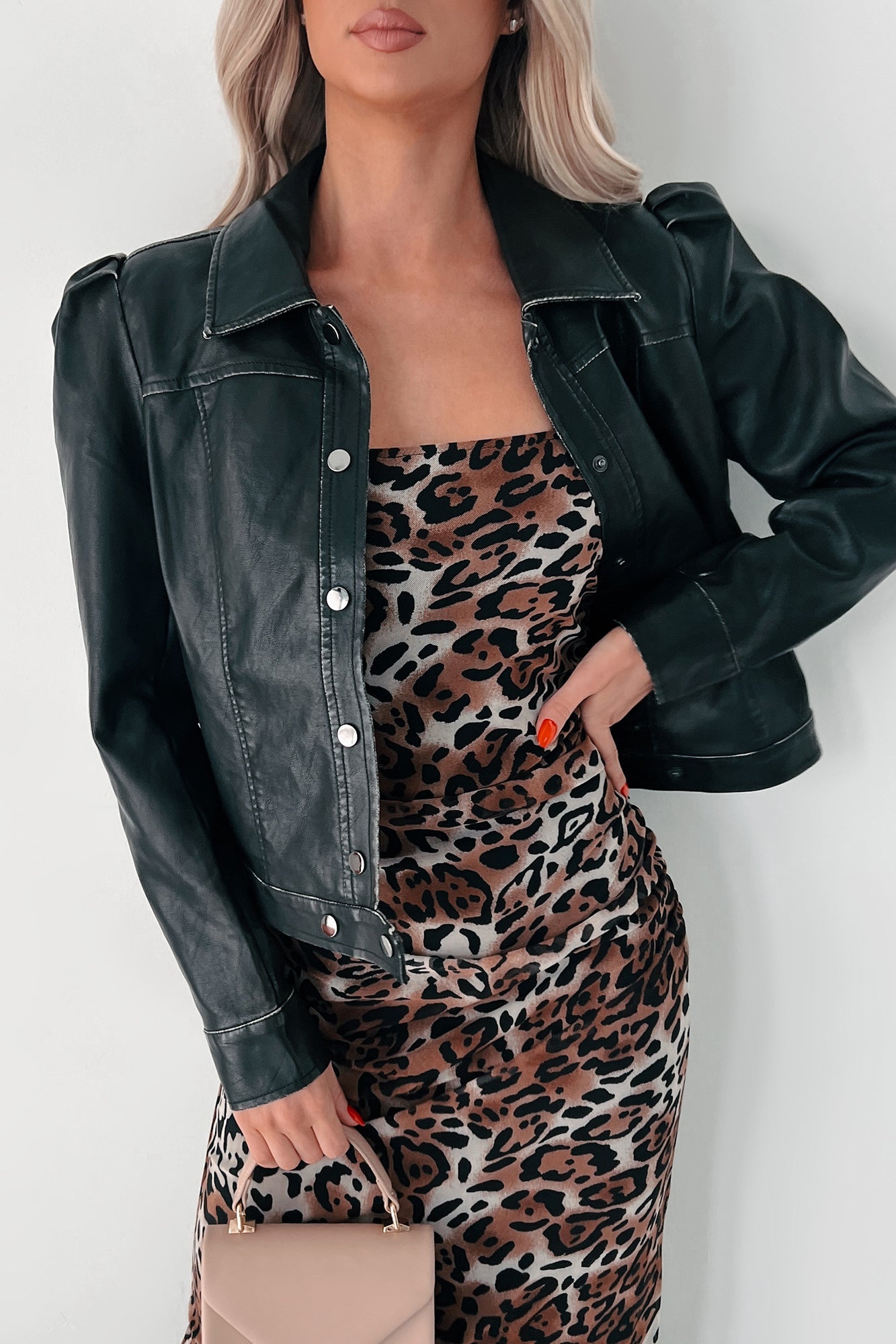 Studio City Puff Sleeve Leather Jacket (Washed Black)