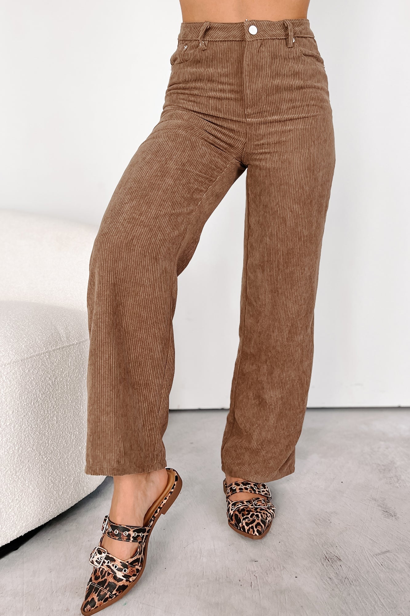 Zachary High Rise Corduroy Pants (Mocha)