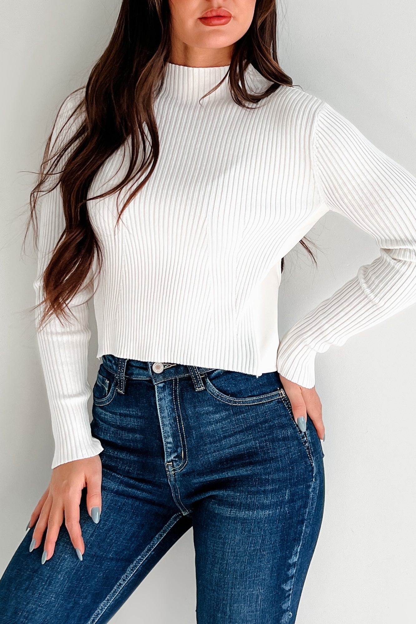 Surprising Outcomes Faux Leather Contrast Top (Ivory)