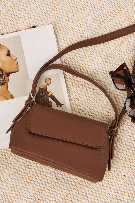 Turn On Charm Faux Leather Handbag (Brown)