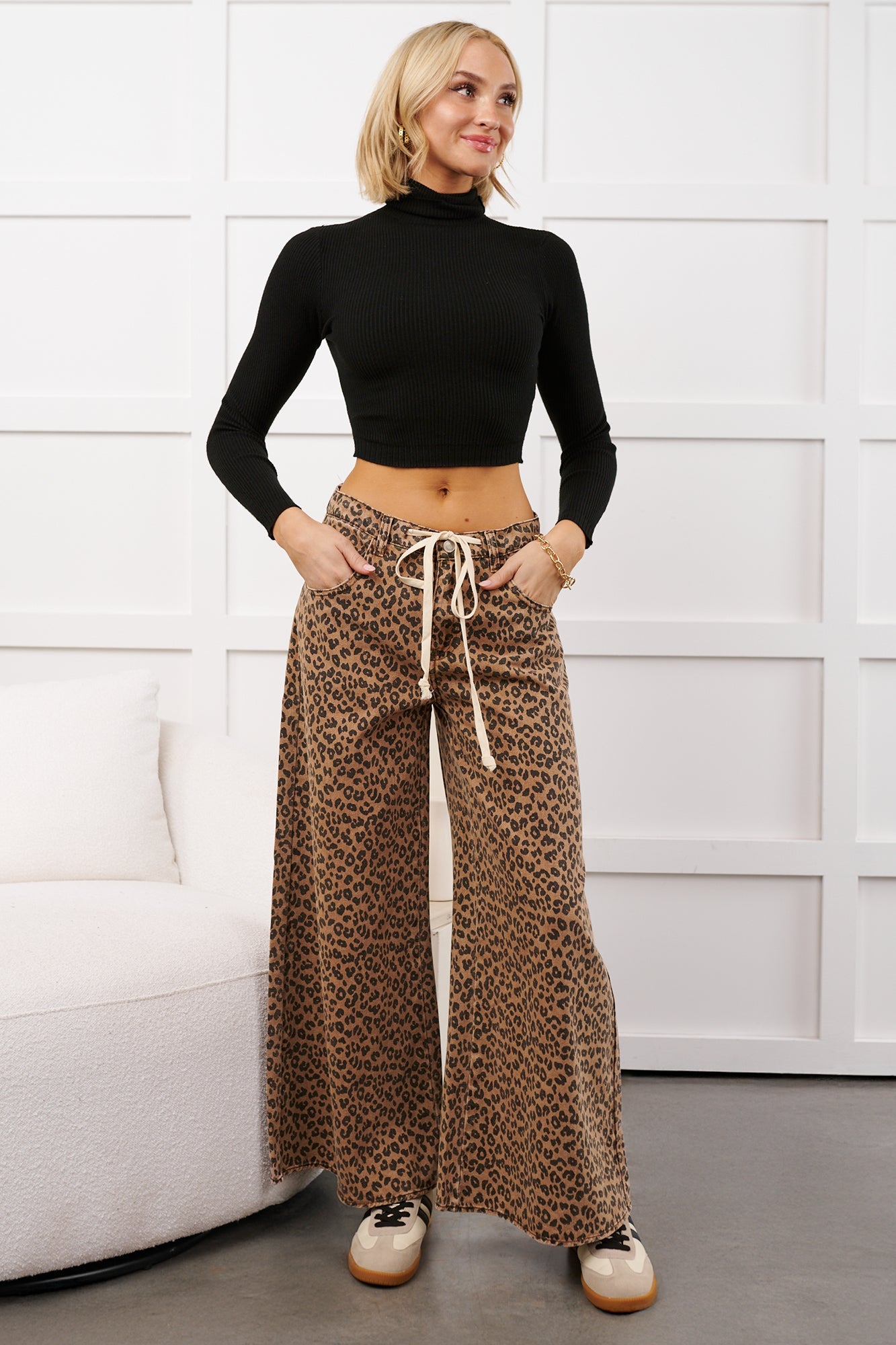Simply Divine Ribbed Turtle Neck Crop Top (Black)