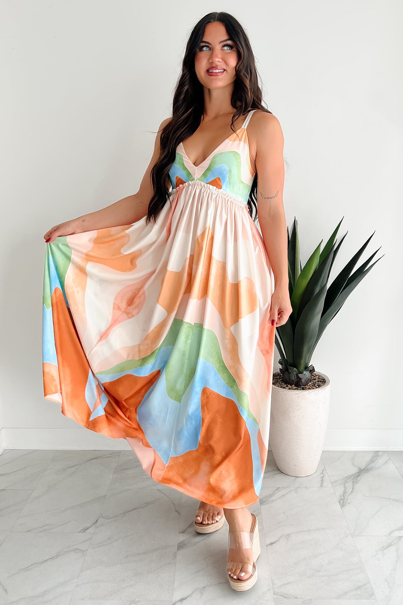 Tastefully Bold Printed Maxi Dress (Orange Combo)