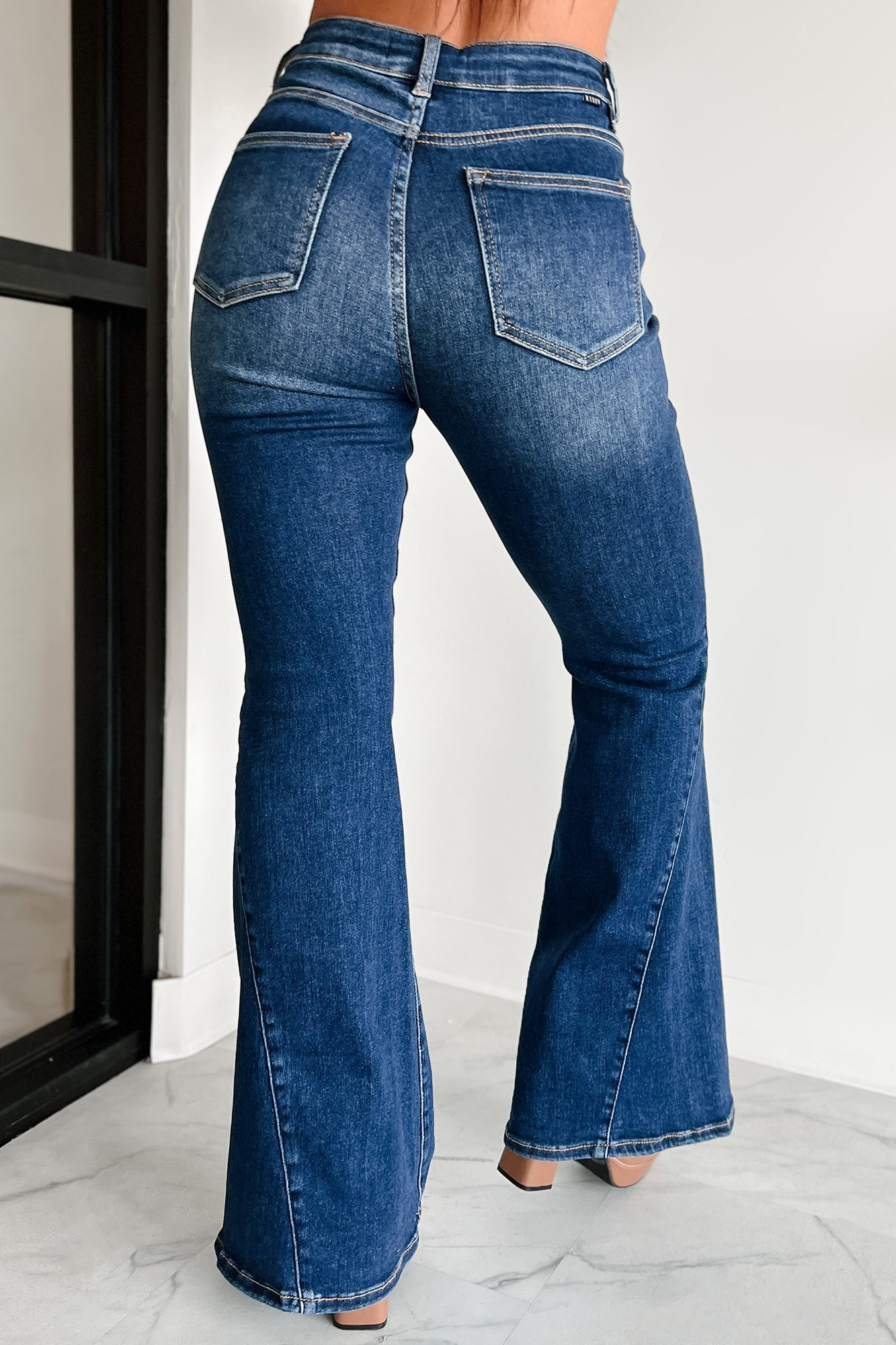 Valina High Rise Tummy Control Buttoned Flare Risen Jeans (Dark)