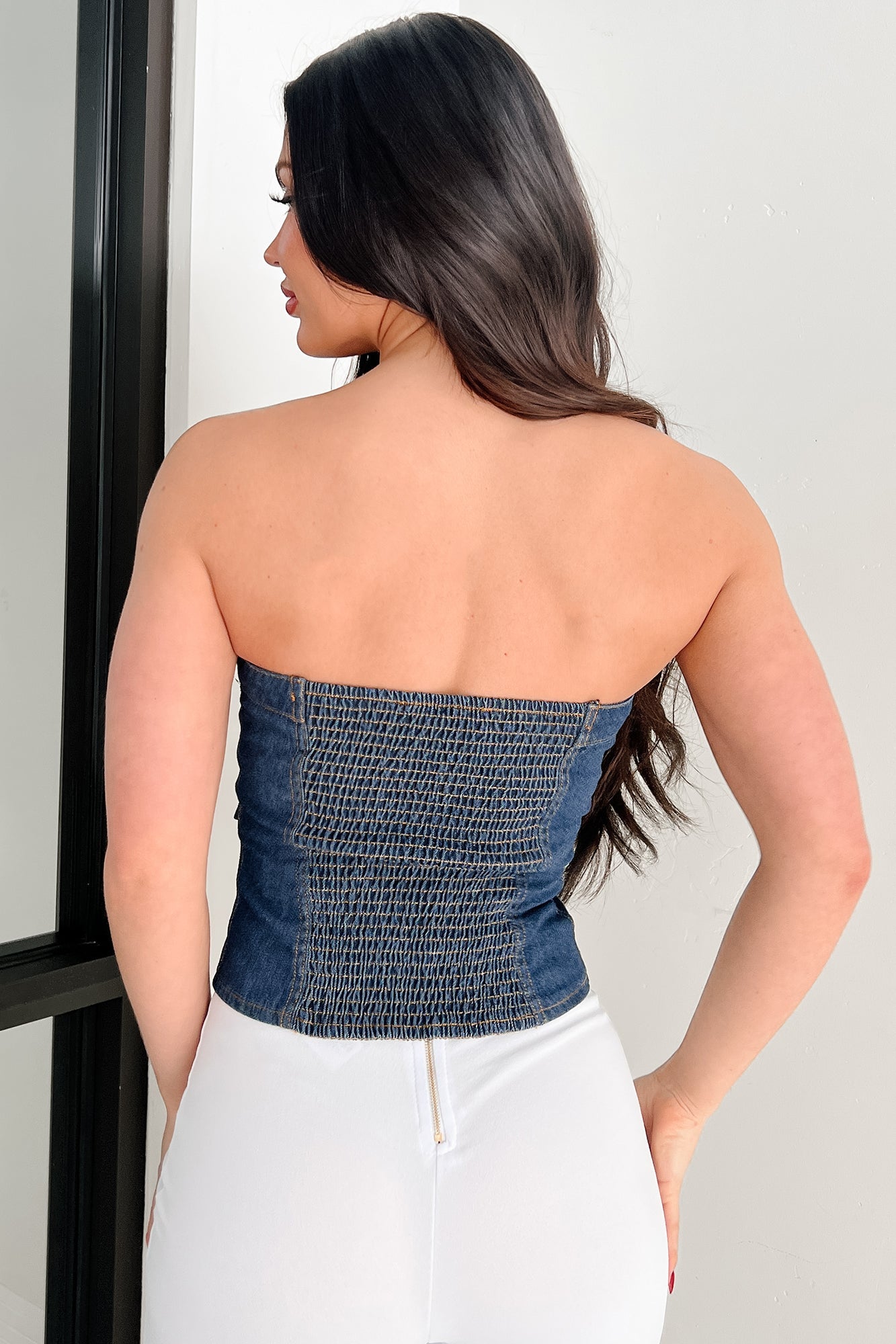 Radiate Strength Strapless Denim Top (Dark)