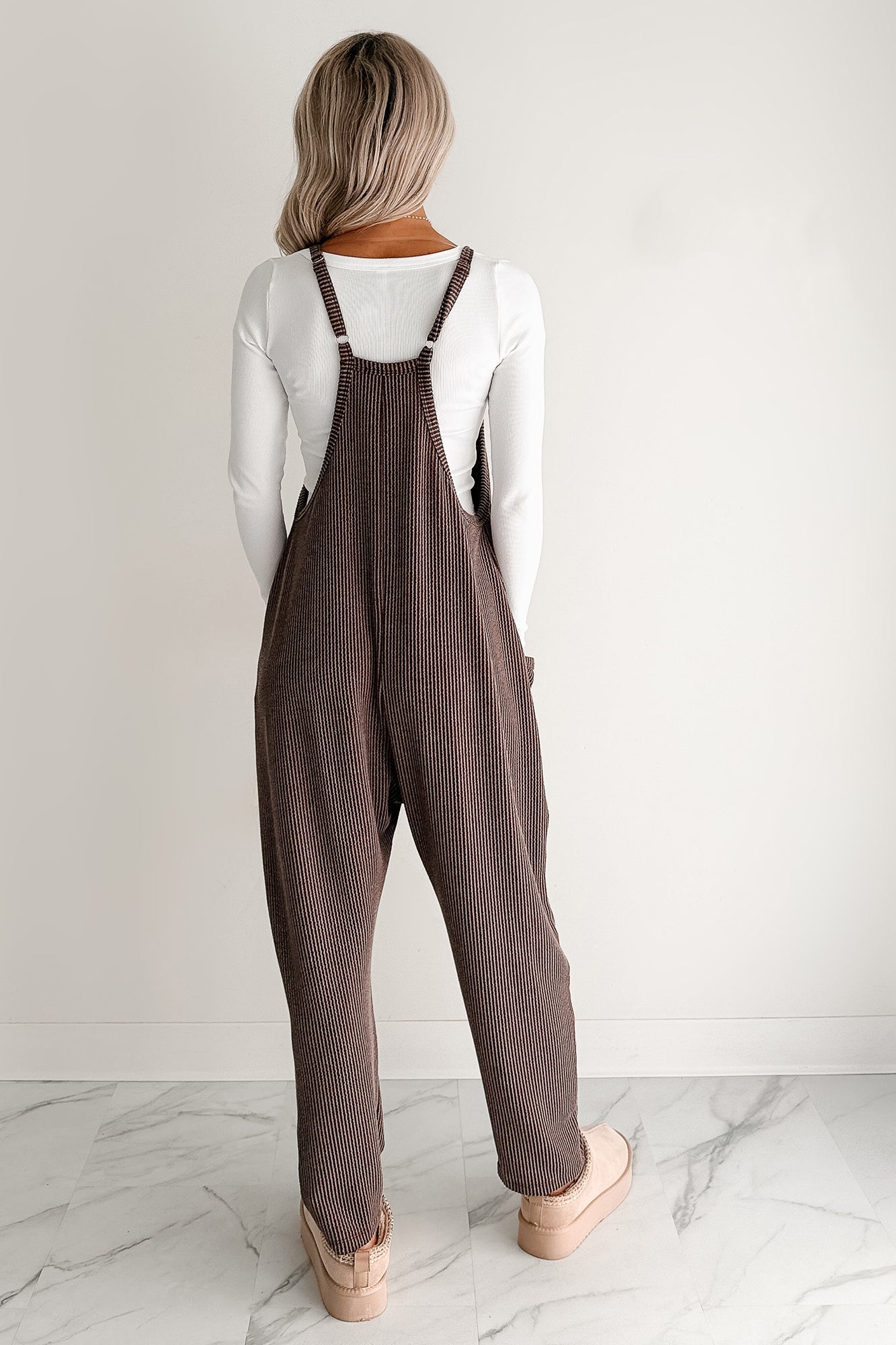 Sweet Crush Ribbed Sleeveless Jumpsuit (Brown)
