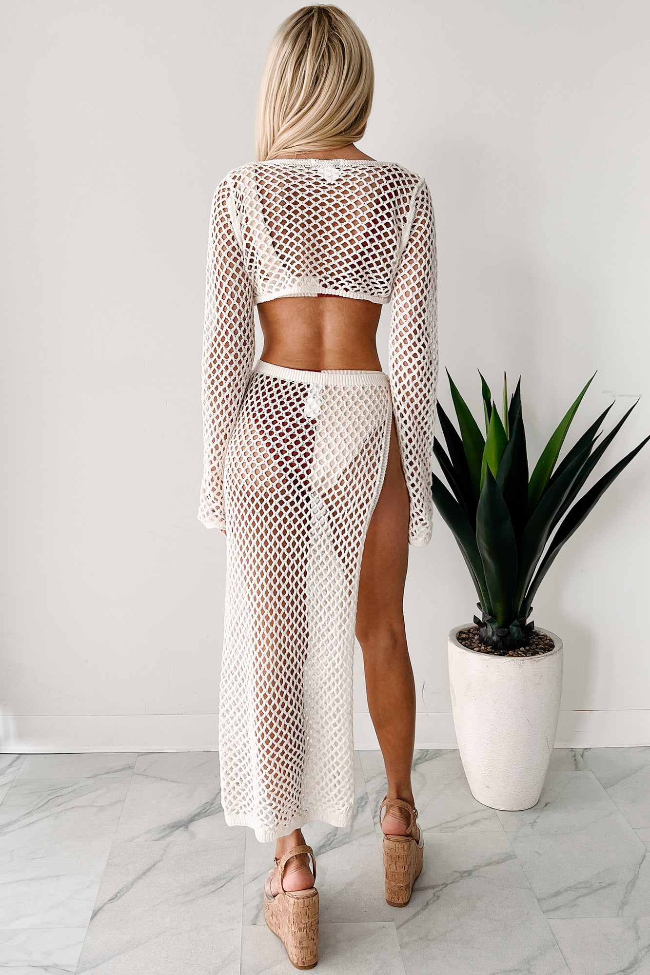 Roaming Free Crochet Crop Top & Skirt Set (Off White)