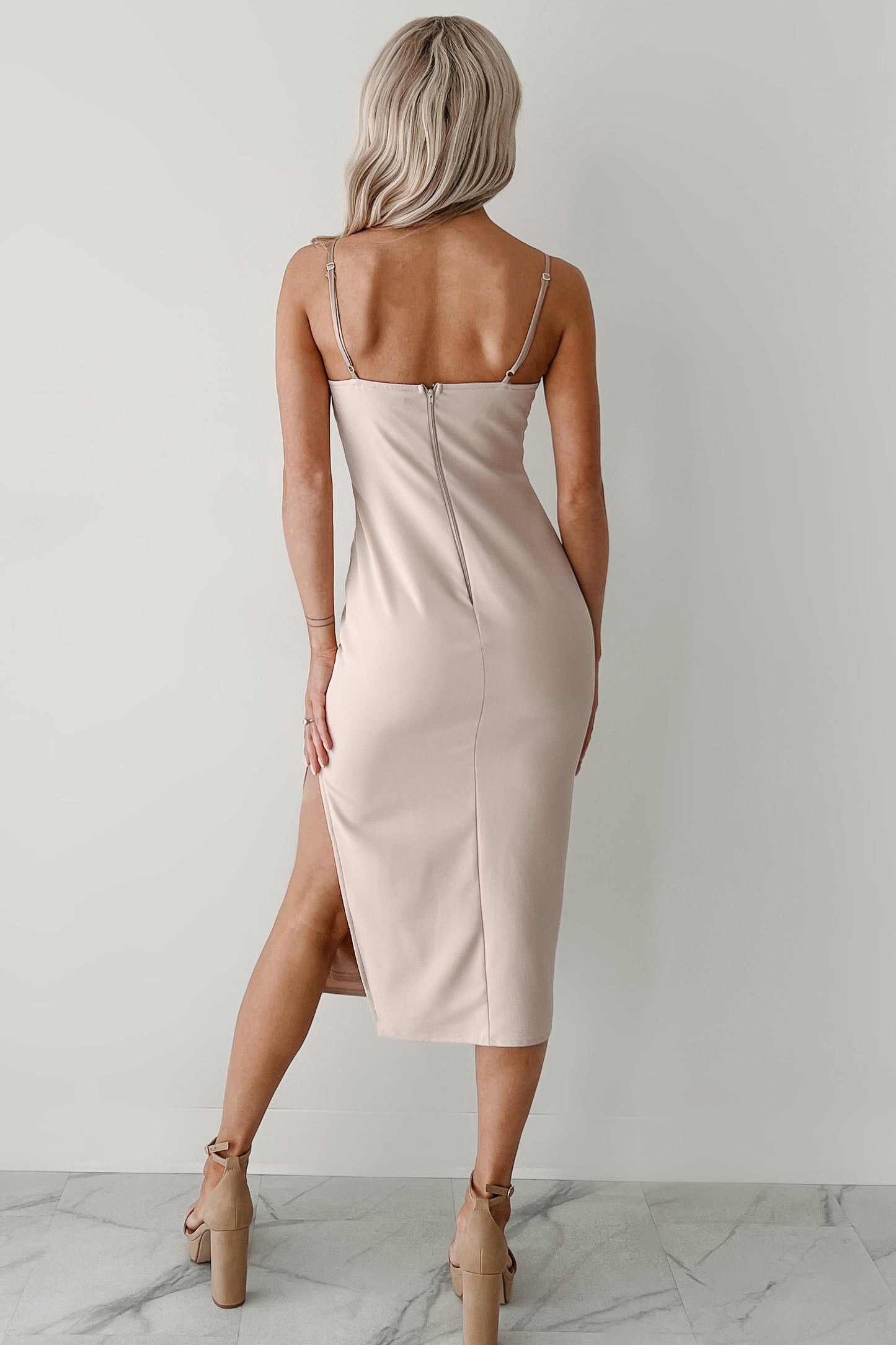 Truly Amazing Sweetheart Midi Dress (Pale Rose)