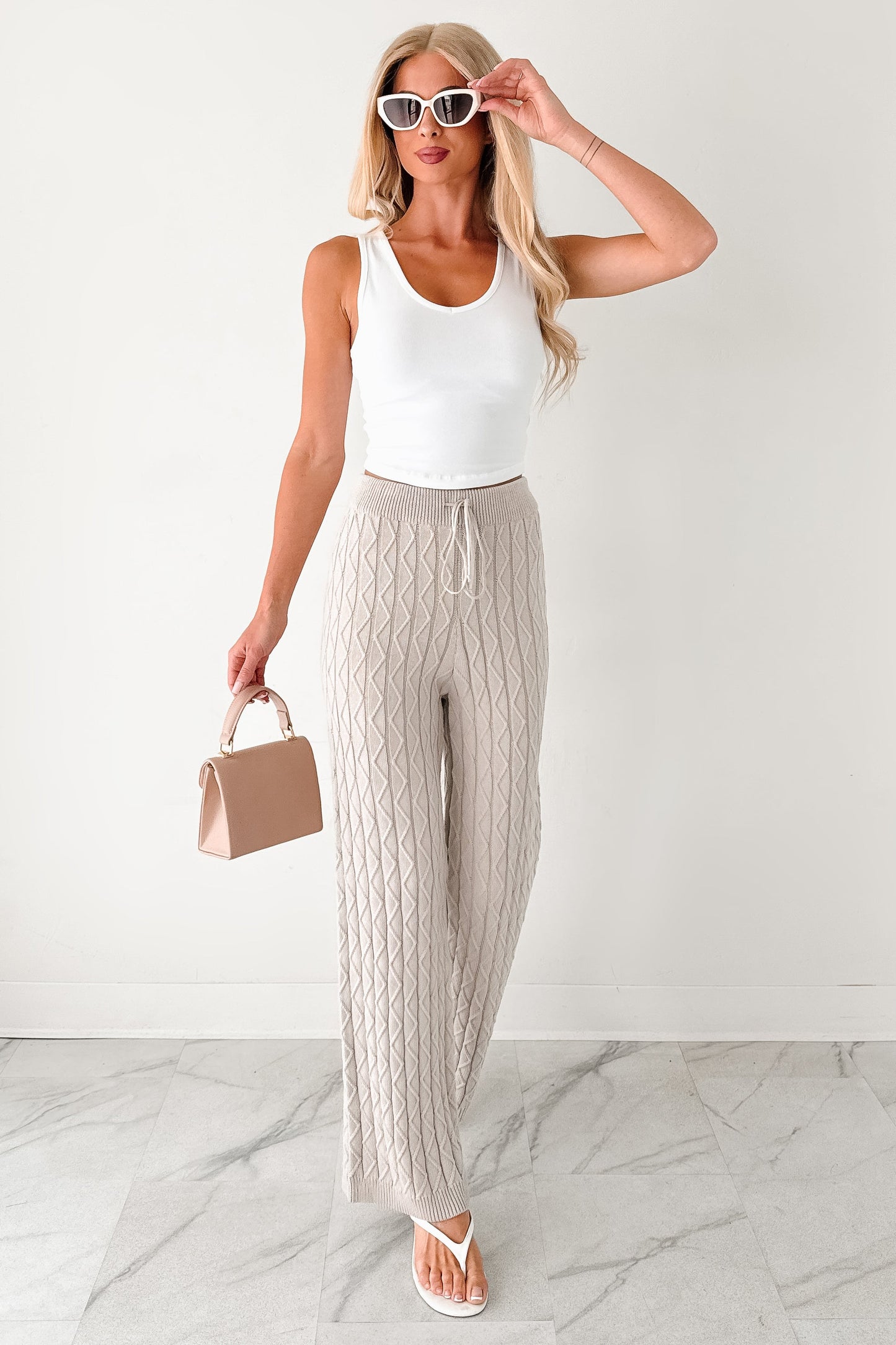 Taking To Heart Cable Knit Fore Pants (Taupe Grey)