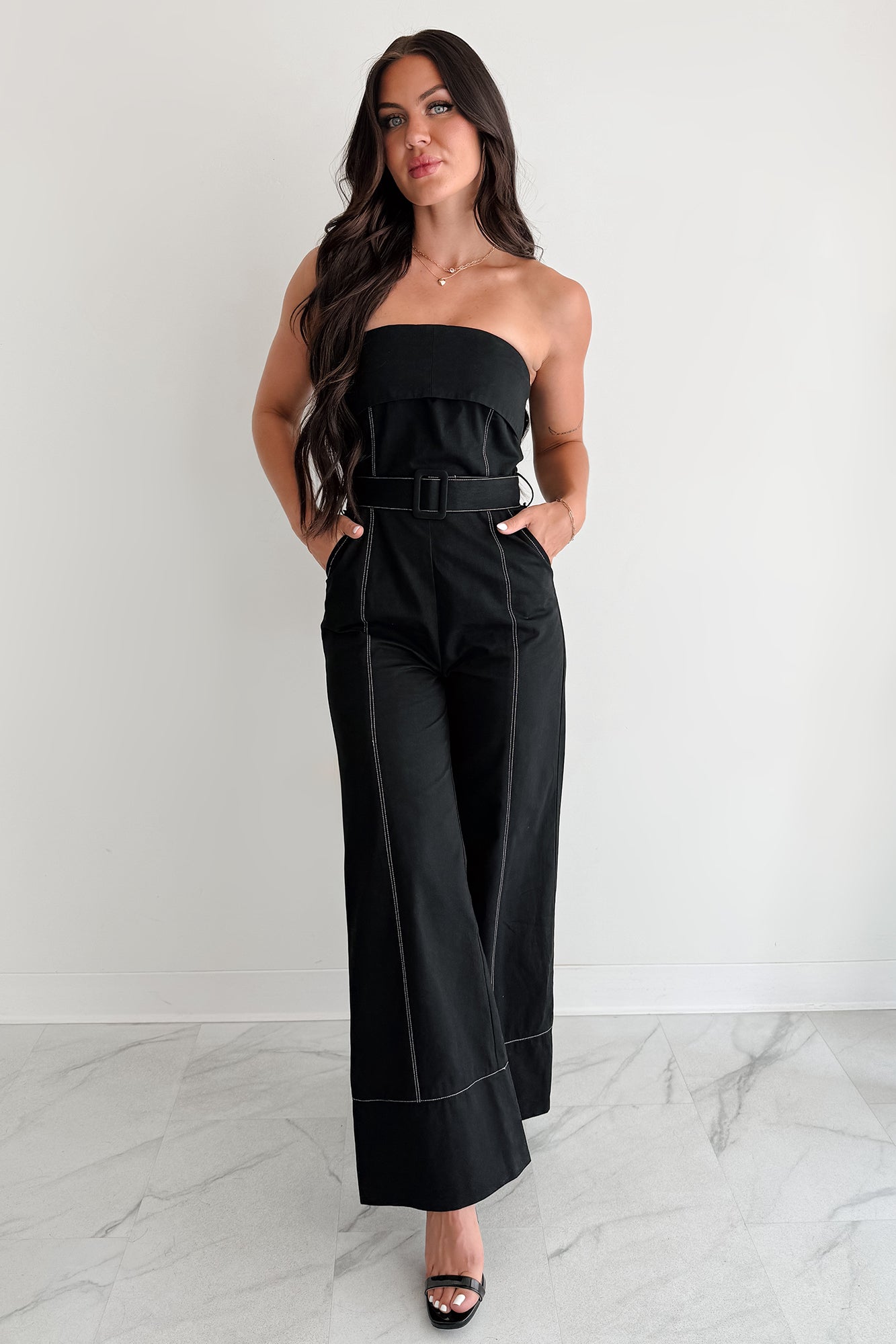 Taste Maker Strapless Wide Leg Jumpsuit (Black)