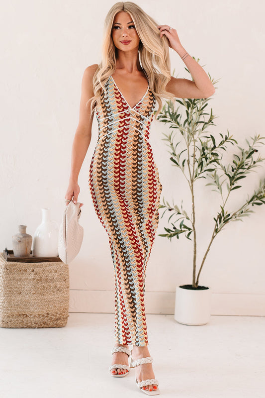 Sunglow State Crochet Halter Maxi Dress (Multi)