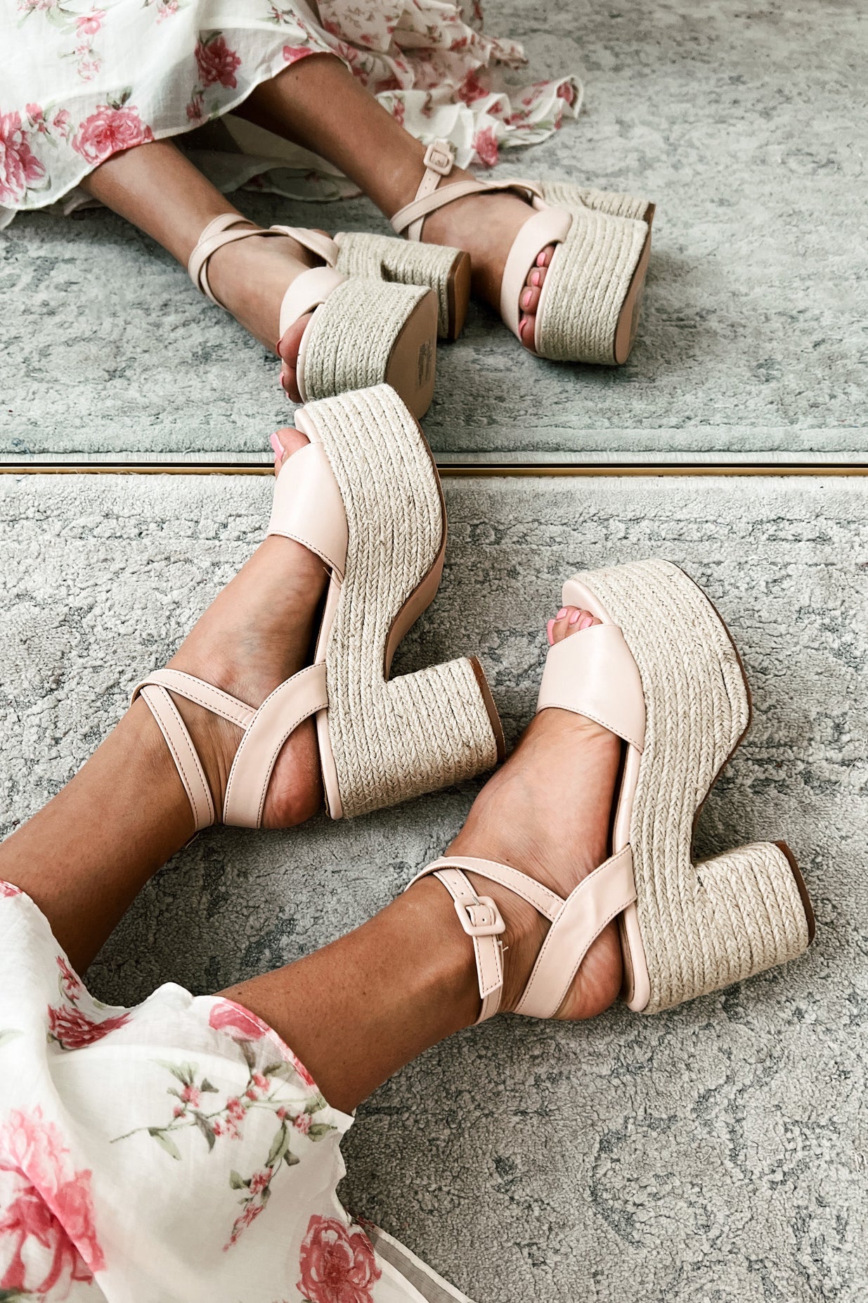 Steer Clear Espadrille Platform Sandal (Nude)